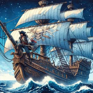 Pirate Dima Sailing on Mighty Ship Fantasy