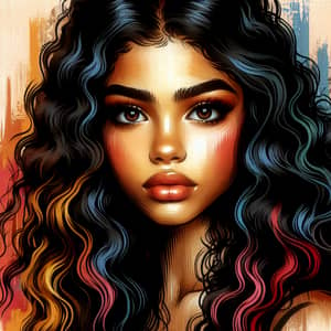 Vintage-inspired portrait of a girl with wavy black hair