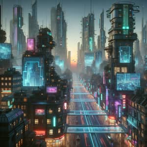 Futuristic Cyberpunk Cityscape - Neon-Lit Skyscrapers