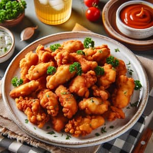Delicious Golden Brown Crispy Chicken Fry with Tangy Dip
