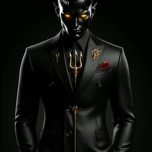 Masculine Demon Figure in Black Suit: Power and Mystique