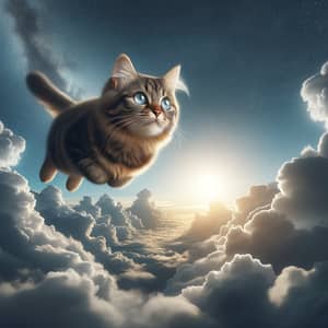 Cat Soaring Through the Sky - Amazing Feline Flight