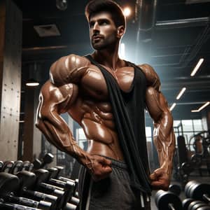 Dedicated Gym Enthusiast Flexing Muscles | Workout Inspiration
