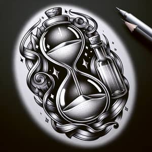 Hourglass and Bottle Tattoo Design: Time and Materiality