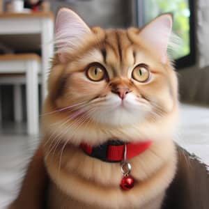 Brown-Haired Cat with Red Collar