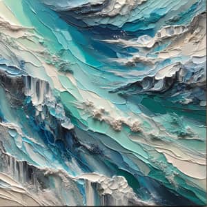 Abstract Ice Formation Artwork in Turquoise and Blue Hues