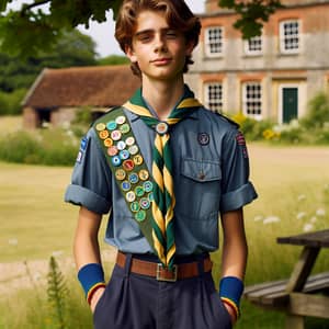 Classic British Cub Scout Uniform Displaying Achievements