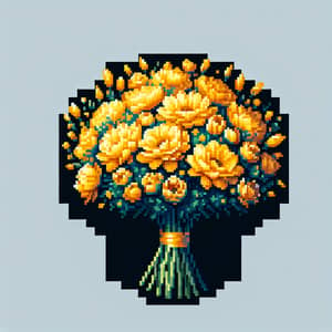 Exquisite Yellow Flower Bouquet in Pixel Art