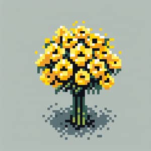 Yellow Flower Bouquet Pixel Art | Vibrant Floral Display