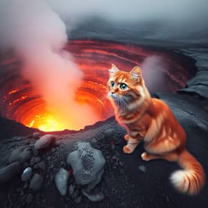Ginger Cat Explores Active Volcano | Eerie & Fascinating Scene