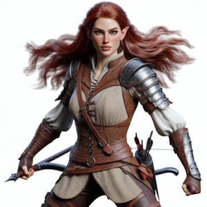 Courageous Female Elf Warrior in Leather Armor