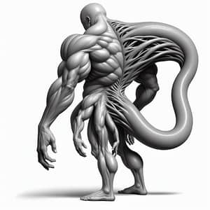 Muscular Humanoid Monster with Gray Tentacle - Realistic Physics