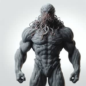 Humanoid Monster with Muscular Gray Body and Tentacle Face