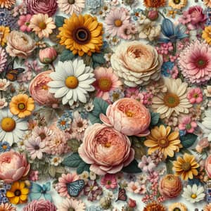 Homogeneous Flower Collage Background