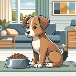 Moderate-sized House Dog Eating Comfortably - Cute Domestic Scene