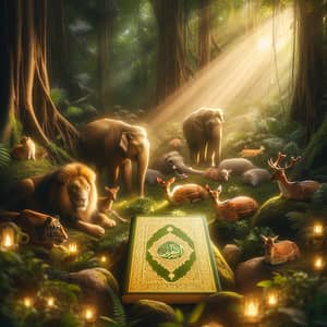 Sacred Quran in Jungle: Spiritual Harmony with Wildlife