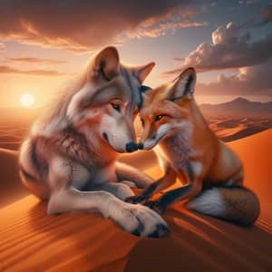 Wolf and Desert Fox In Love - Wildlife Romance