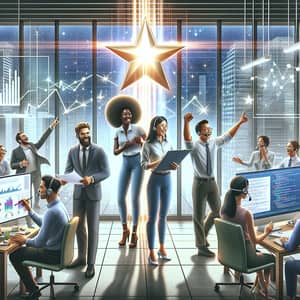 Celebration of Milestone Achievement in Modern Office | Professional Success Illustration