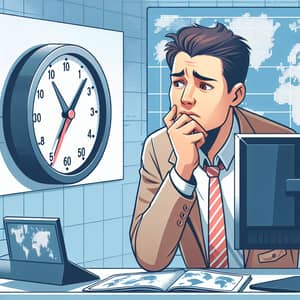 Global Time Zone Confusion: Businessman Setting Marketing Campaign