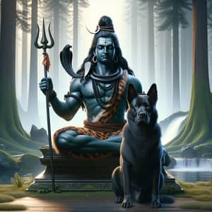 Kaal Bhairav Shiva Avatar with Loyal Black Dog