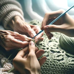 Crocheting Hands: A Tranquil Scene of Crafting