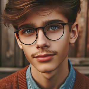 Young Boy with Glasses and Hint of Moustache
