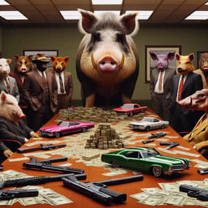 Gangster Animal Meeting: Boss Hog, Guns, Money, Cars