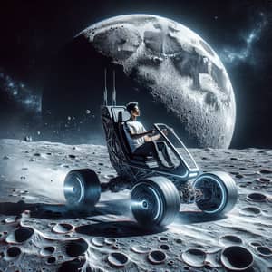 Elon Musk Driving Tesla Cyba Truck on Moon - Futuristic Space Exploration