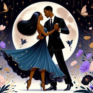 Expressive Love in Motion: Tender Dance Under Starry Night