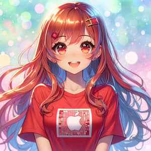 Tech Company Logo T-Shirt Design on Anime Girl | Charming Character Illustration