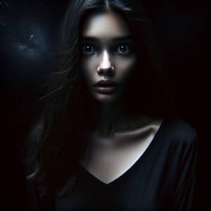 Frightened Young Lady in Night: Eerie Silence and Uncertainty