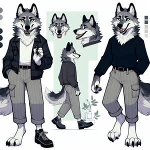 Stylish Anthropomorphic Wolf Character in Contemporary Clothing