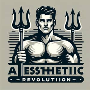 Aesthetic Revolution Logo | Empowering Man with Trident Design