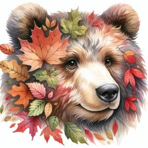 Cute Bear Head Watercolor Print for Children