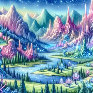 Whimsical Watercolor Fantasy Landscape Painting