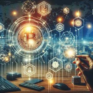 Innovative Digital Technology with Cryptocurrency Symbols - AI Progression