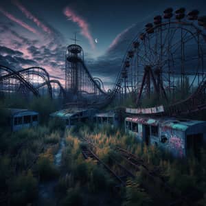 Eerie Abandoned Amusement Park at Dusk