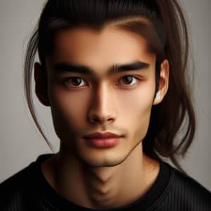 Expressive Brown Eyes: Asian Man Close-Up Portrait