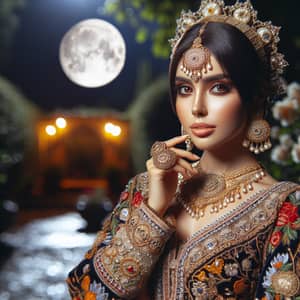 Beautiful Persian Princess in Moonlight | Exquisite Portrait
