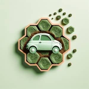 Elegant Light Green Car Bursting Through Brown Honeycomb Board