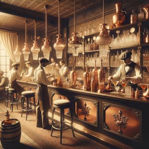 Vintage 1800s Cocktail Bar: Elegance & Ambiance in Sepia Tones