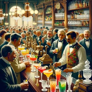 Historical 1800s Cocktail Bar Depiction | Rich Cocktail History