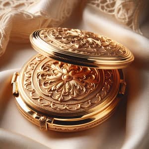 Intricately Designed Gold Locket on Silk Cloth