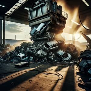 Automobile Scrap Yard: Crushing Vehicles | Industry Cycle Symbol
