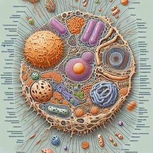 Detailed Biological Cell Structure: Nucleus, Mitochondria, Ribosomes, ER
