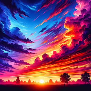 Vibrant Summer Sunset Sky with Fiery Colors