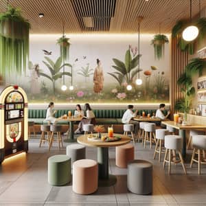 Stylish Vegetarian Lounge: Fresh Ambiance, Plant Murals & Delicious Dishes