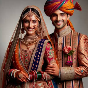 Rajasthani Attire Couple Preparing for Vibrant Wedding