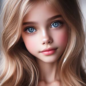 Blue-Eyed Caucasian Girl with Light Blonde Hair