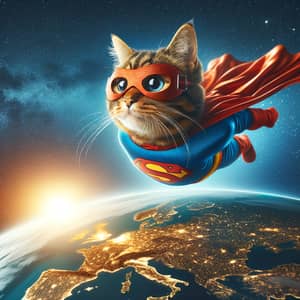 Superhero Cat Flying Around Earth | Amazing Cat Hero